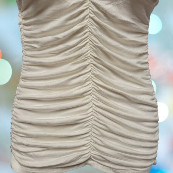 WHITE ruched stretchy spaghetti strap sexy top sizes S M - Picture 5 of 14